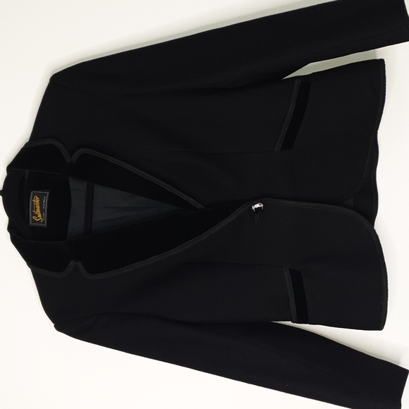Vintage Suitmaster black wool jacket with velvet trim - Picture 3 of 16